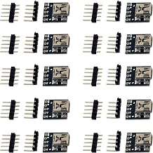 10pcs Mini USB Breakout Board Female Connector Type 5 Pins 150mils PCB Converter Board with Straight and 90 Degree Pin Header