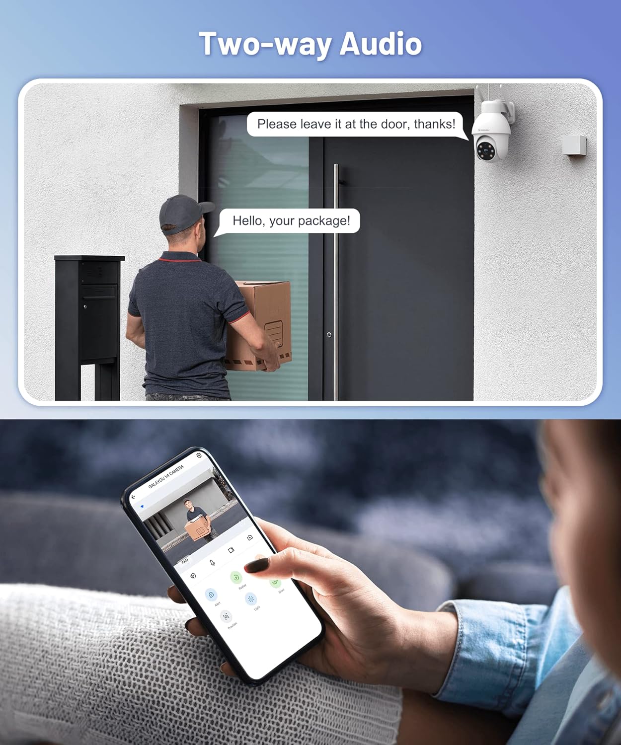 2K Security Cameras Outdoor, GALAYOU WiFi Home Video Surveillance Waterproof Camera with Color Night Vision 360° Pan-Tilt View, 2-Way Audio, 24/7 SD Card Storage, Works with Alexa and Google Assistant : Electronics