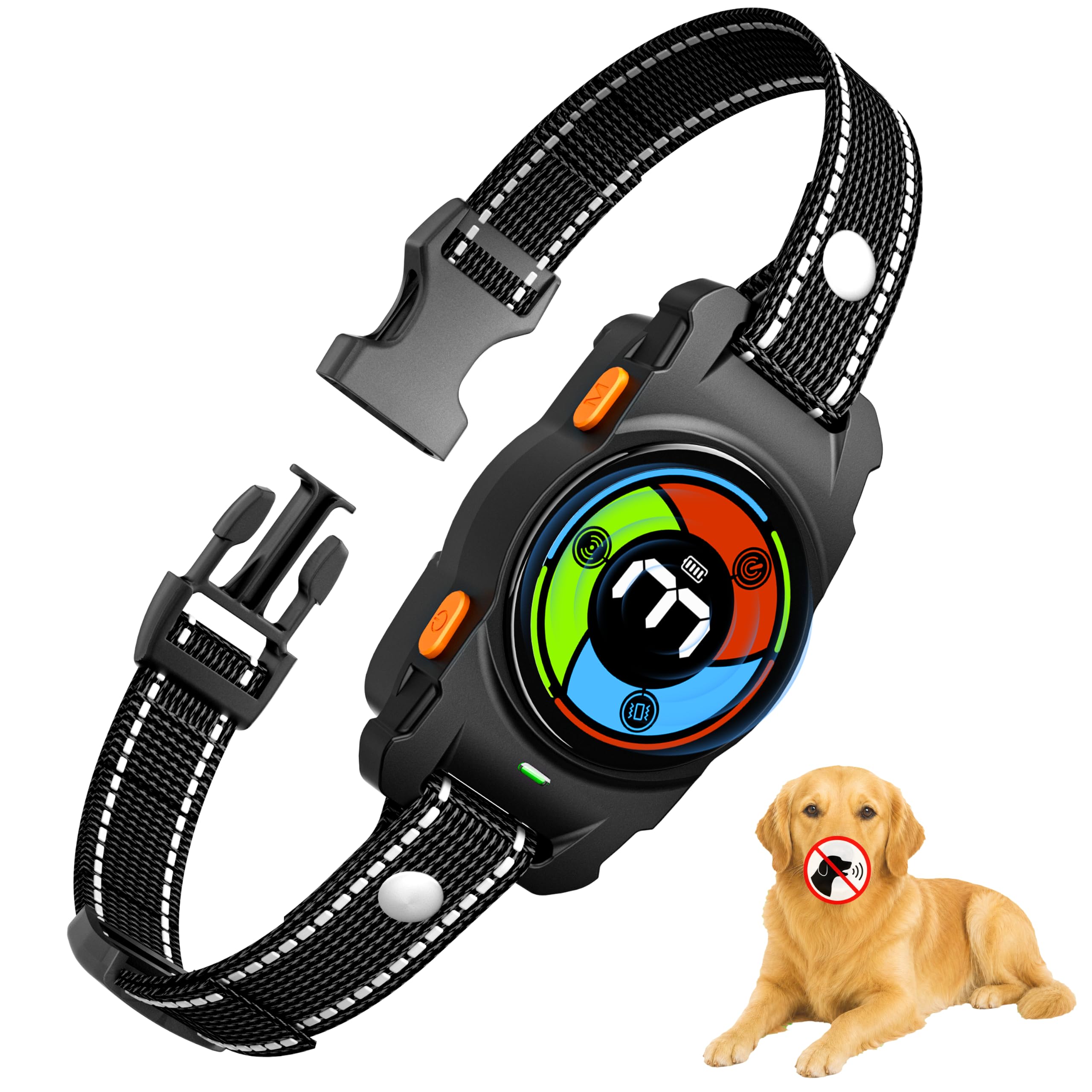 Collar Antiladridos para Perros,Ultrasonido Antiaullidos para Perros 3 Modo | Ultrasonido/Vibración+Ultrasonido Impermeable IPX7, Dispositivo Recargable para Detener los Ladridos Grande Mediano Pequeño