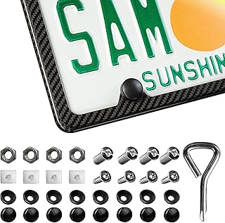 T-carbon Real Carbon Fiber License Plate Frame, Slim Edge License Plate Frames, High Gloss Finish License Plate Holder with Mounting Tools, Car License Plate Cover Fit for US CAN Vehicles 4 Holes 1Pcs