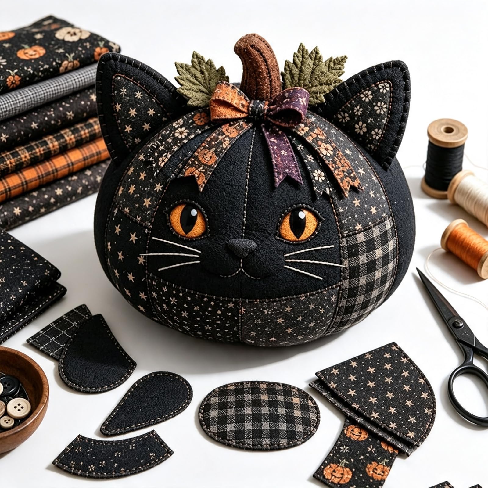 DIY Animal Pumpkin Sewing Kit, Harvest Fabric Craft Set for Beginners，03