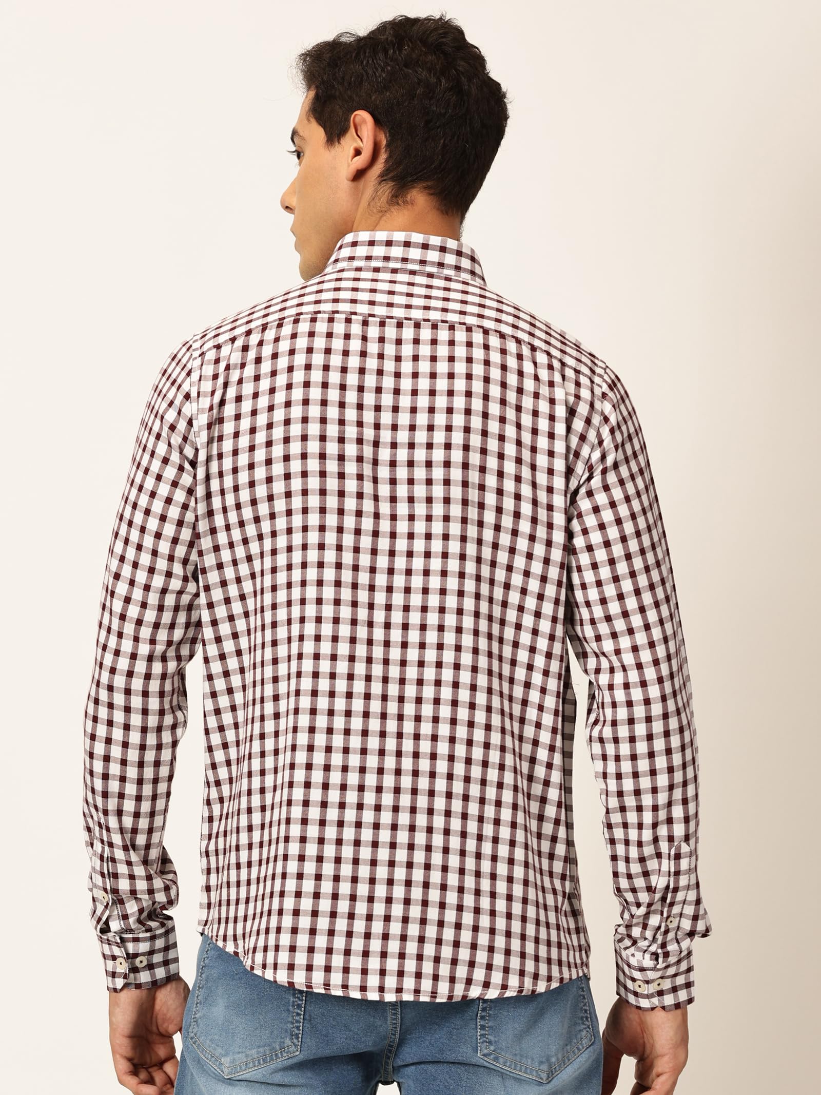 Thomas Scott Uomo 100% Cotone Maniche Piene A Scacchi Camicia Casual