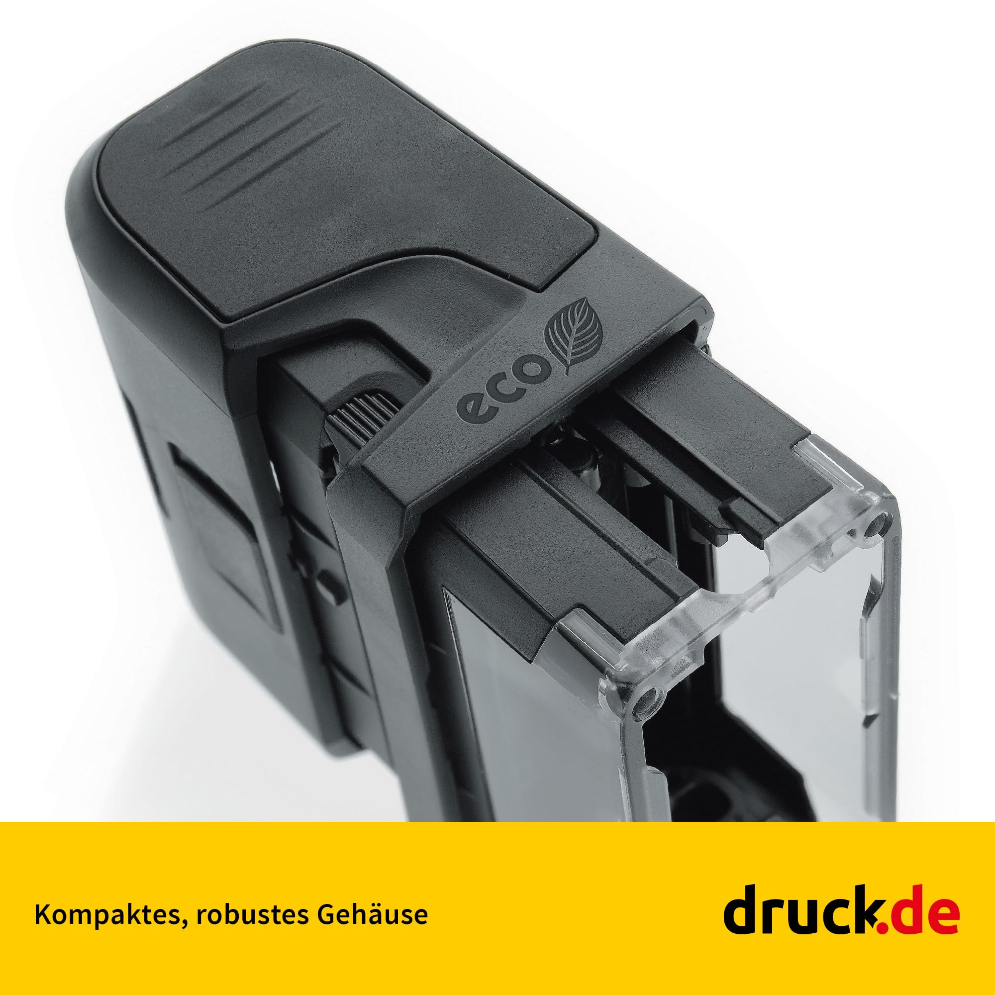 Trodat Printy 4912 Firmenstempel 47x18mm - Gehäuse Schwarz - Adressstempel | Trodat Printy 4912 Firmenstempel, 47x18mm, personalisierbar mit Text und Logo, Gehäuse Schwarz, Adressstempel, Firmenstempel