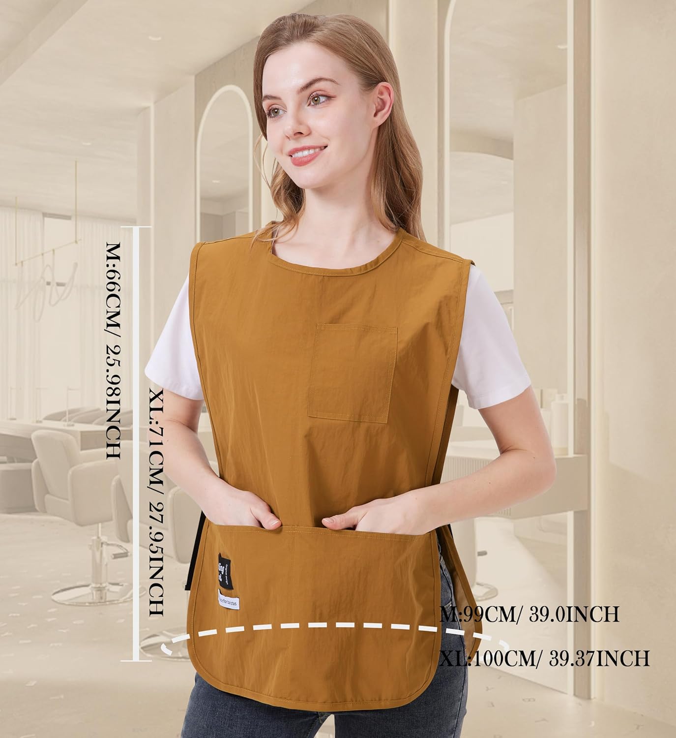 Nanxson Waterproof Cobbler Apron for Women with Pockets Barber Smock Buckle Design Hair Stylist Apron for Kitchen Garden Men - Image 5