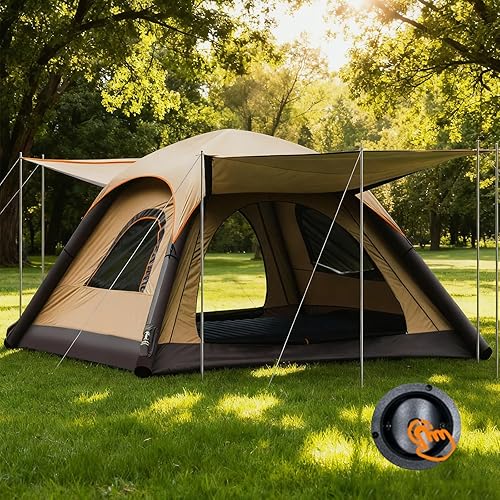 Automatic Inflatable Tent for Camping 4 Person, Pop Up Tents for Camping with 2-3 Min Set Up, Windproof Waterproof Tents with Mosquito Screen