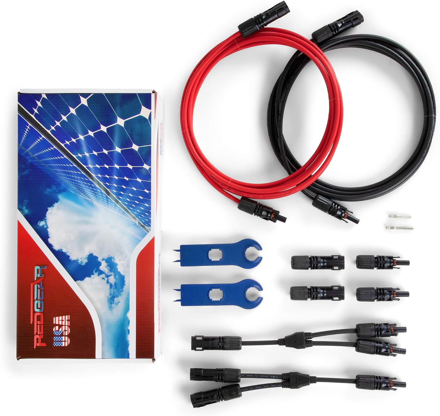 Redgear 10 Foot Solar Panel Cable-10AWG, Extra, 2 Pair Cable Connectors. 20 Foot and 30 Foot Available as Variations. A Complete kit to Connect Your Solar Panels with Your Regulator/Battery.