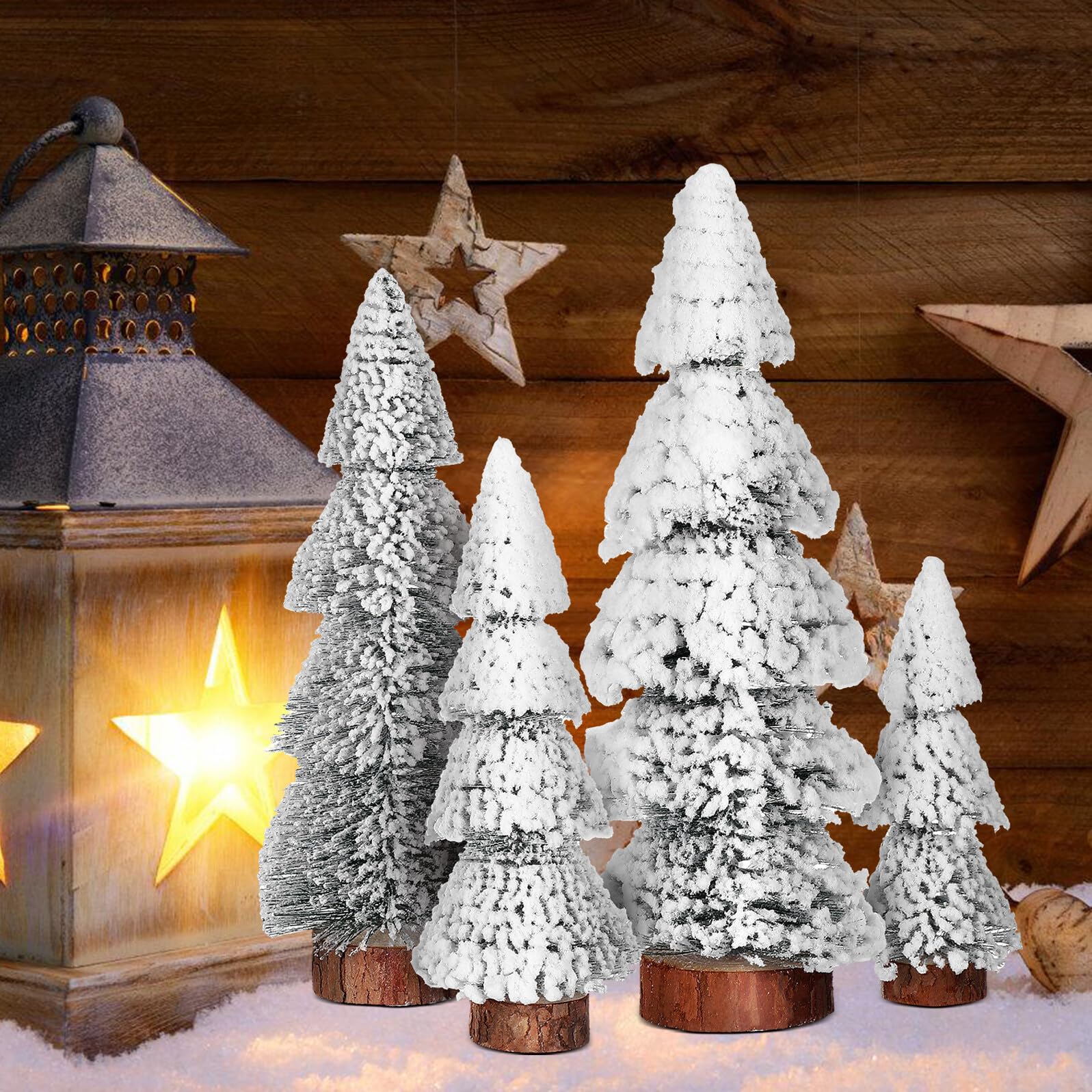 4piezas Árboles de Navidad Miniatura de Escritorio de Árbol Artificial de Decoración Navideña para Mesa de Oficina Adornos de Fiesta de Invierno