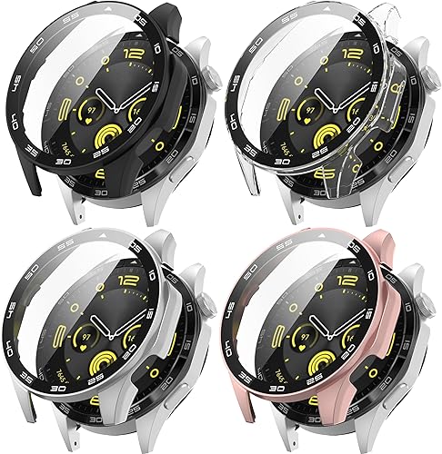 Miniatura 10 de FitTurn Funda rígida de policarbonato con protector de pantalla de vidrio templado a escala integrada compatible con Huawei Watch GT4 (1.81