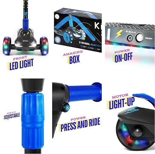Miniatura 9 de Kimi Scooter eléctrico de 3 ruedas para niños y niños pequeños de 2 a 9 años, luz delantera premium y luces de rueda, niños y niñas, luz de patada