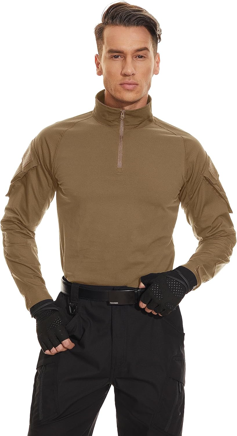 TACVASEN Men's Tactical Shirt Long Sleeve Combat Shirt 1/4 Zip with Pockets Military Army Paintball Airsoft Breathable - Image 2