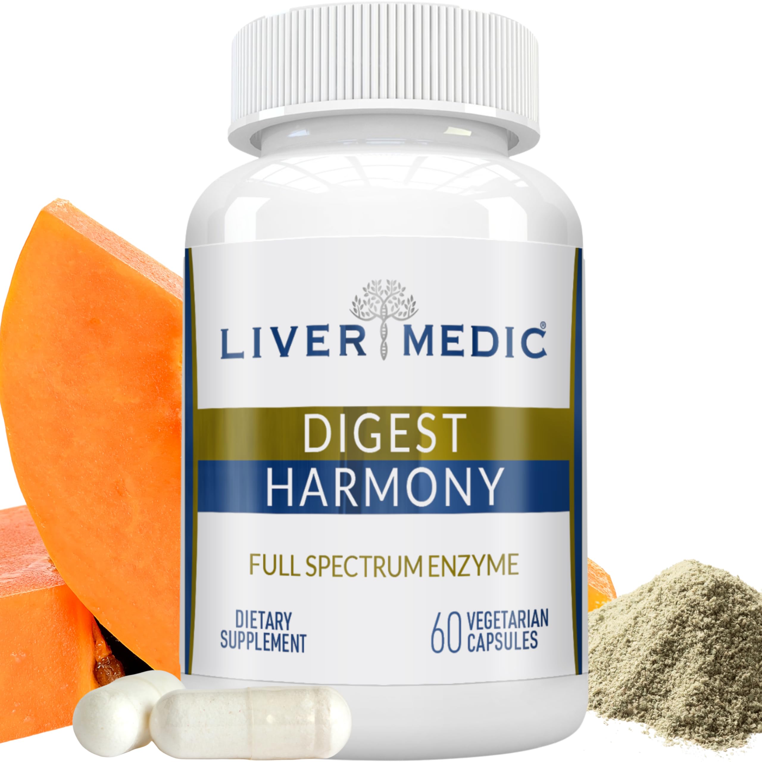Digest Harmony Maximum Strength Digestive Enzymes Gluten Sensitivity Lipase, Protease, Cellulase, Aloe Vera for Gallbladder, Bloating Relief and Digestive Discomfort – 60 Capsules