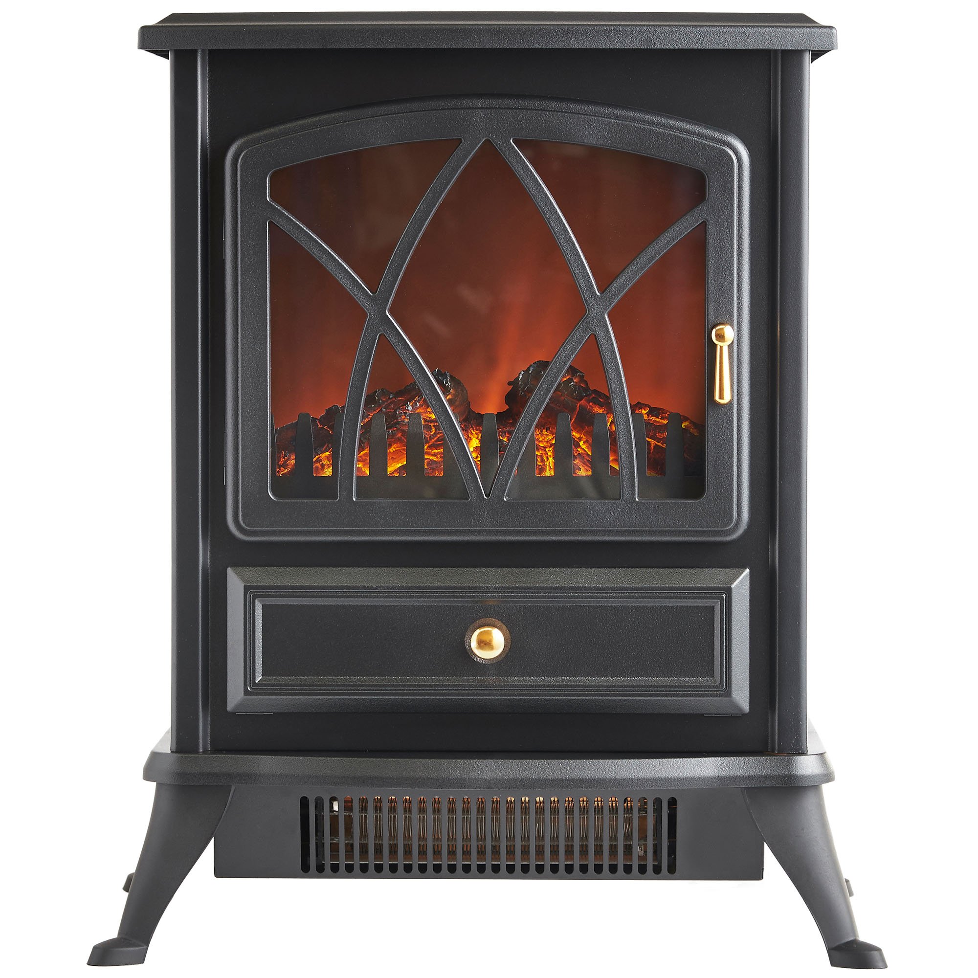 VonHaus Free Standing Electric Stove Heater Portable Home Fireplace with  Log Burning Flame Effect Adjustable 1500W (16.8W x 10.8L x 20H inches -  Black) : Amazon.sg: Home