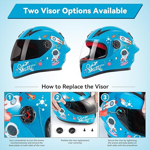 Miniatura 6 de Casco de motocicleta para niños, casco de cara completa para jóvenes, casco ligero aprobado por DOT para motocross, ATV, todoterreno, cascos para
