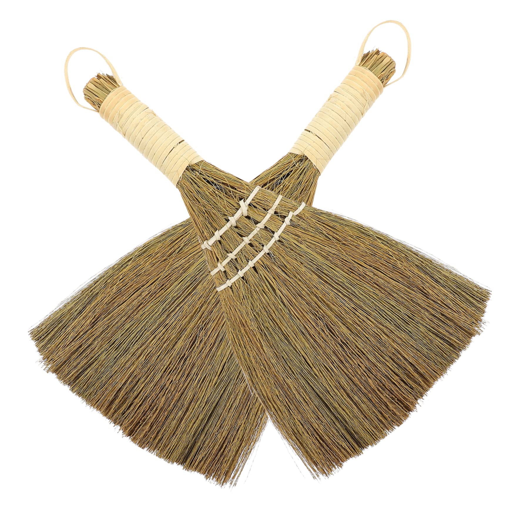 Healeved 2pcs Kitchen Cleaning Broom Manual Broom Short Handle Broom Multi-Functional Broom Dusting Brush Pans Toy Natural Whisk Small Whisk Broom Mini Brooms Desktop Small Broom Miscanthus