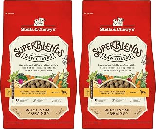 Stella & Chewy's SuperBlends Raw Coated Wholesome Grains Cage-Free Chicken & Duck Recipe with Superfoods, 3.5 lb. Bag (Pack of 2)