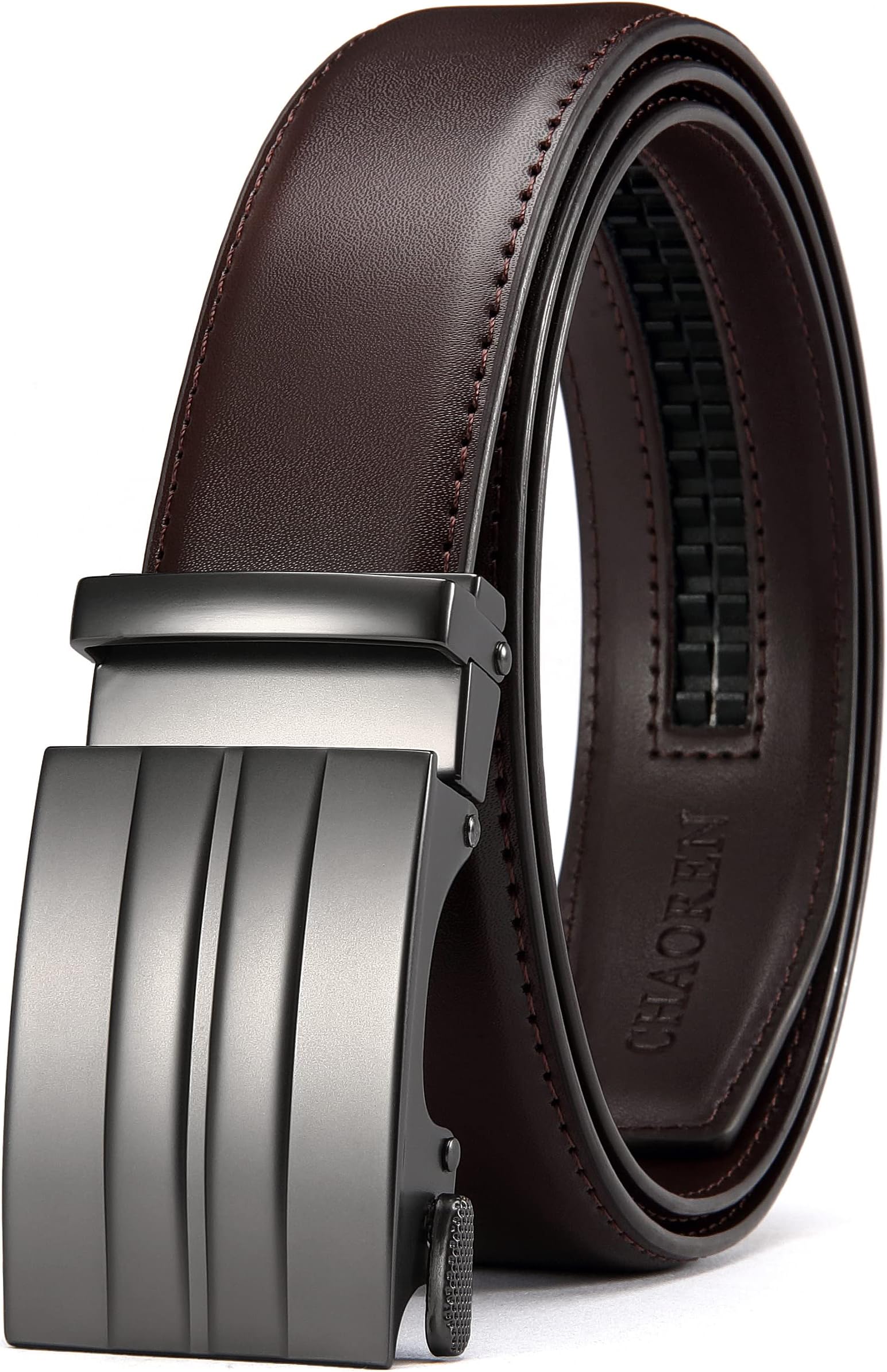 CHAORENRatchet Belt Replacement Strap 1 3/8”, Leather Belt Strap for 40MM Slide Click Buckle