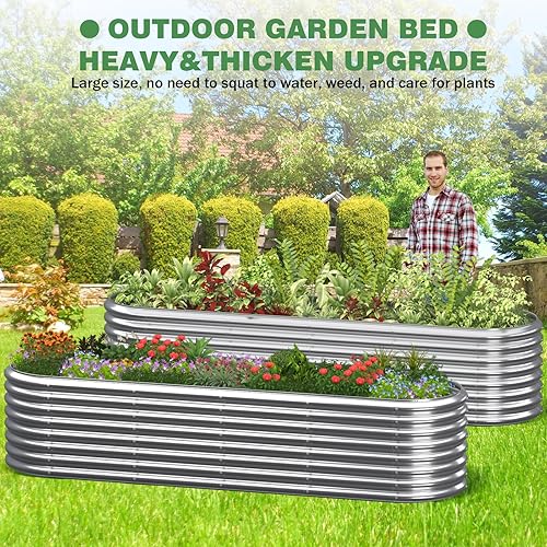 Miniatura 5 de BTDVR Cama de jardín elevada de 9 x 2 x 2 pies para verduras, 9 en 1 ajustable, jardinera elevada para jardín al aire libre, camas elevadas para