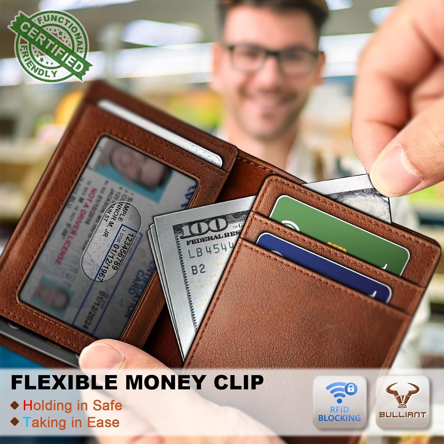 BULLIANT Slim Wallet For Men 12Cards,Magnetic Flip Build-in Money Clip Airtag Compatible-RFID Blocking - Image 4
