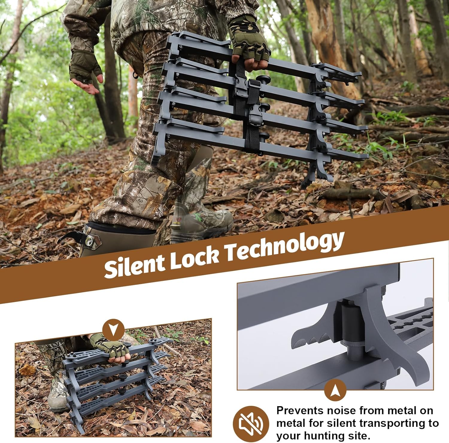 Kalkal Climbing Sticks 4 Pack, Non-Slip Foldable Steps Tree Climbing Sticks for Hunting, Lightweight Aluminum Hunting Climbing Stick for Tree Stand