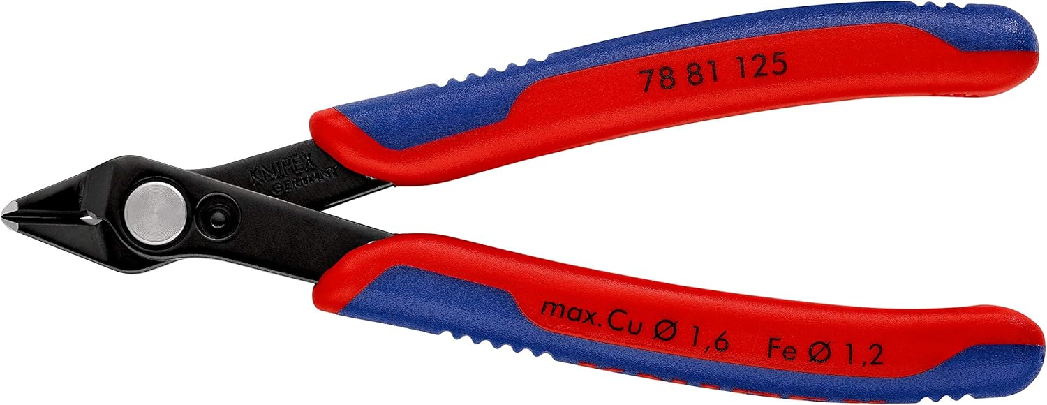 Knipex 78 81 125 SB Super-Knips Precision Electronics Wire Cutter, 4.92" Shear Cut with Hardened Edges