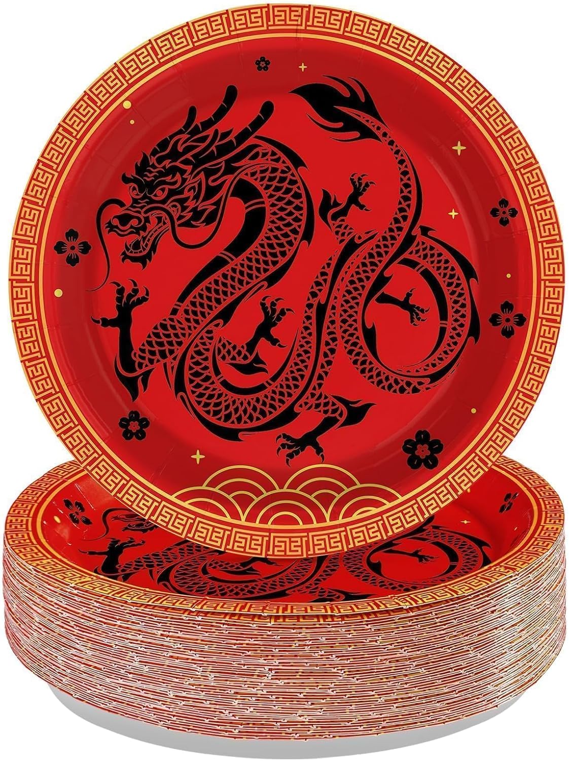 50Pcs Happy Pi Day Decorations 9" Heavy Duty Scalloped Red 3.14 Math Theme Party Paper Plate Disposable Mathematical π Labels Plate for Pie Math March 14th International Mathematics Day Party Supplies