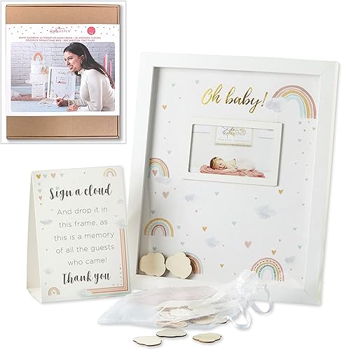 Kate Aspen Libro de invitados alternativo para baby shower, tamaño único, arcoíris bohemio