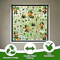 Vista 2 de WALPLUS Decoración de primavera para el Día de San Patricio, de doble cara, reutilizable, despegar y pegar, extraíble para ventana de duende