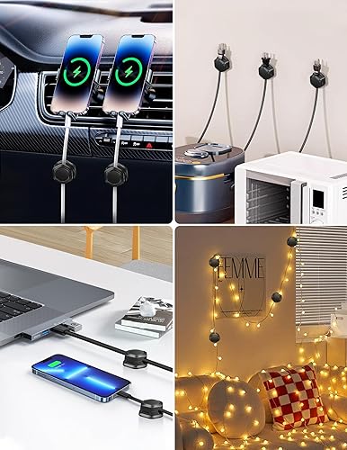 Miniatura 7 de Soporte para cable, clips para cables, organizador de cables para escritorio, soporte de cable para mesita de noche, cargador de teléfono,