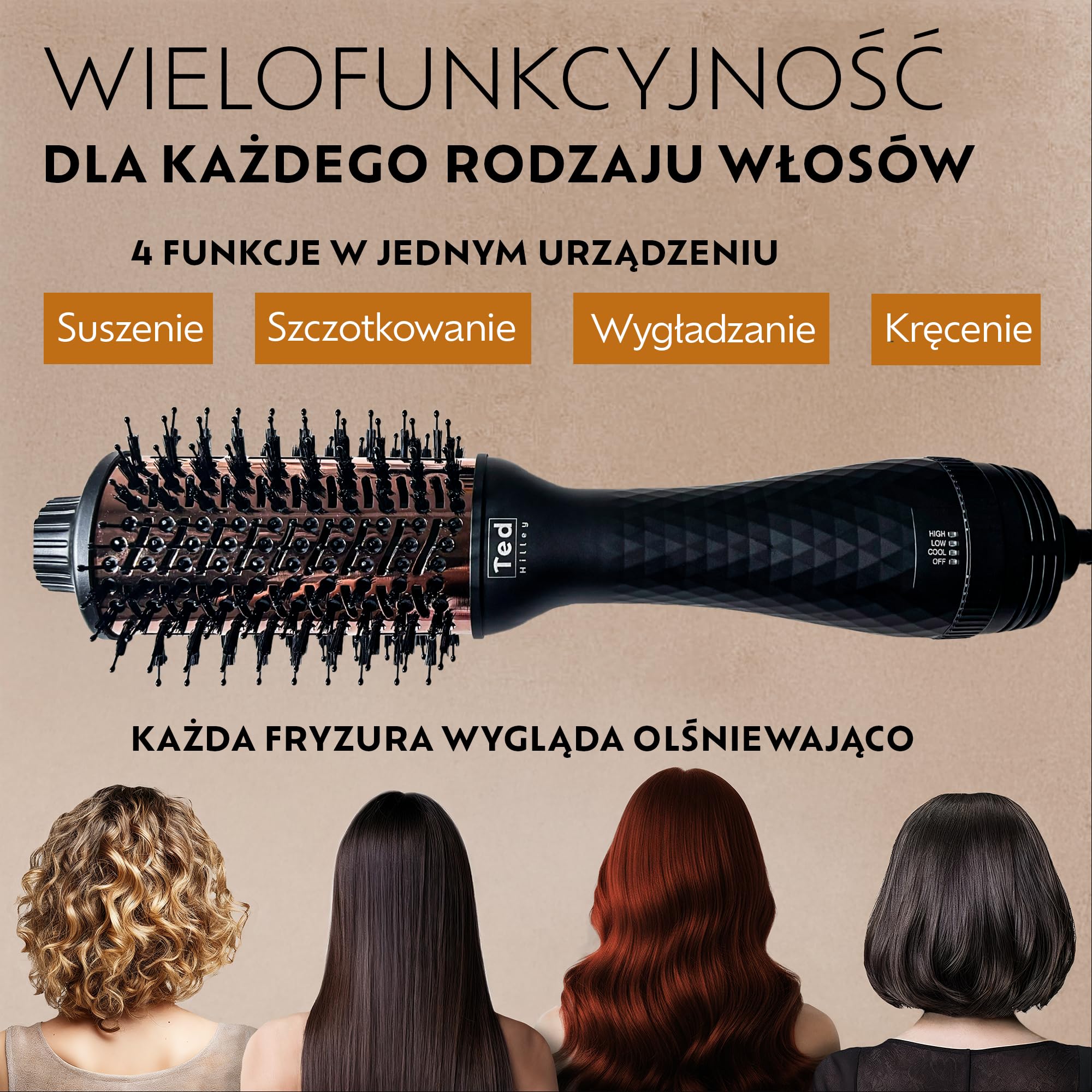 DuoStyle tytanowa szczotka do piany – profesjonalna szczotka do suszarki do włosów i klimatyzator 2 w 1, najlepsza szczotka do suszarek, technologia jonowa szczotki termicznej, Blow Dryer