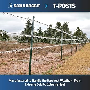 Sandbaggy Green Fence T-Post 6 Feet Length - for Securing Fencing or Safety Fence (10)