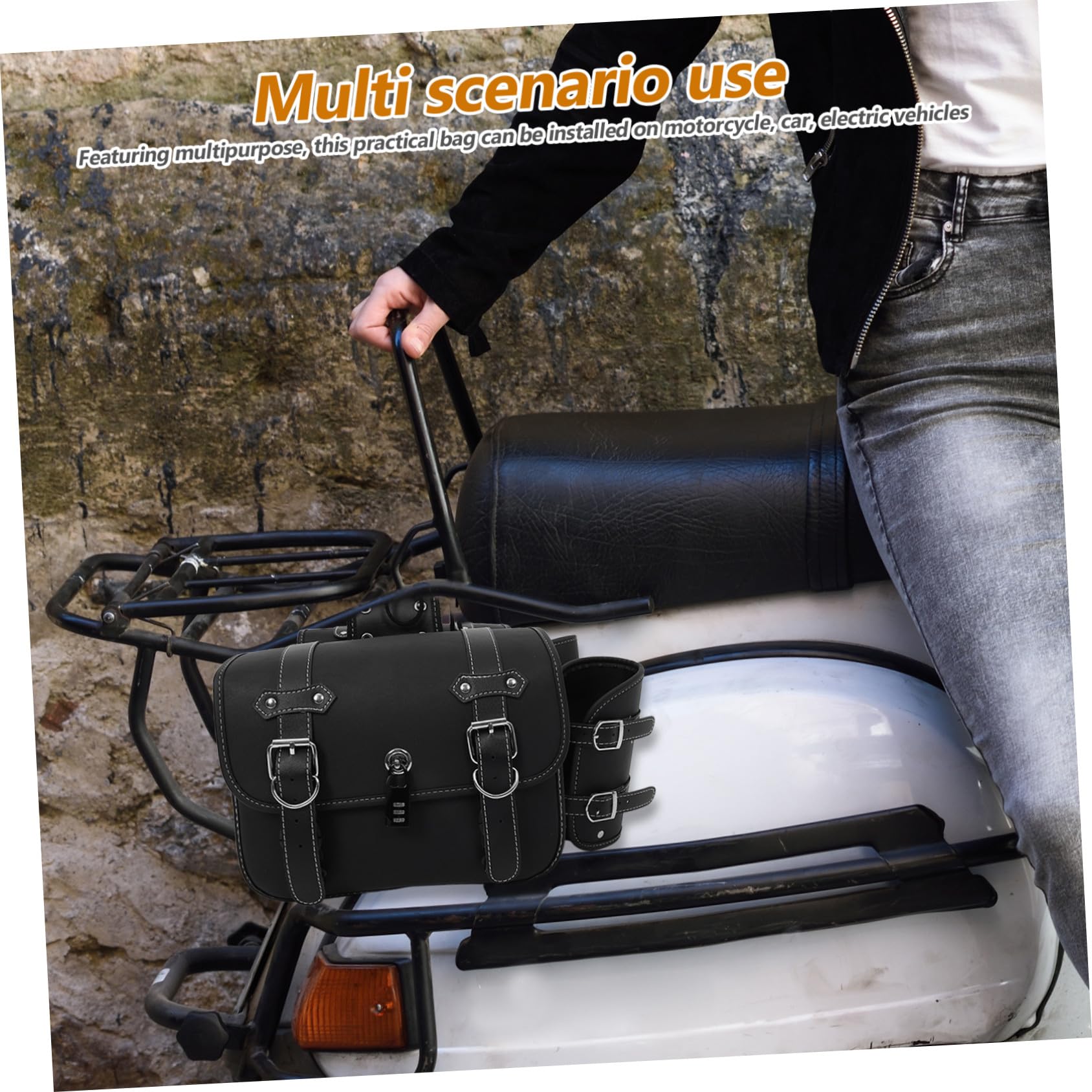 Uniwersalnych Sakw Motocyklowych z Paskami Zabezpieczającymi Skórzany Czarny Bocznych Toreb Narzędzia i Bagaż Do Motocykla Roweru i Samochodu Praktyczny Dodatek DIY