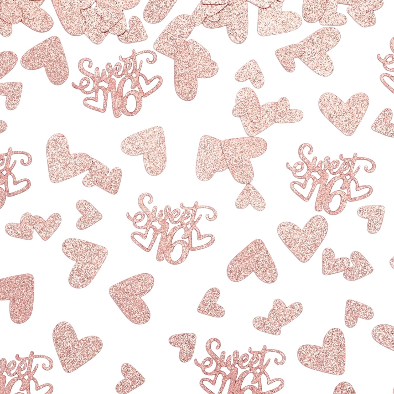 Rose Gold Sweet 16 Confetti for Table 16TH Birthday Decorations for Girls Heart Happy 16TH Birthday Confetti Sweet 16 Party Decorations 200PC