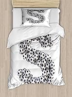 Vista 94 de Ambesonne Juego de funda de edredón color menta, líneas onduladas horizontales a rayas blancas abstractas de tonos suaves, exhibición de arte