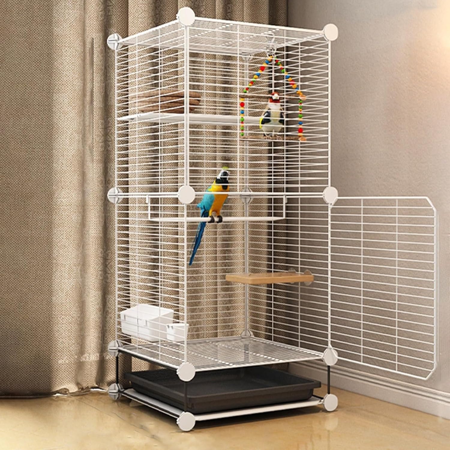 Jaula para pájaros para cacatúas y periquitos con ruedas giratorias y bandeja fácil de limpiar, adecuada para tortolitos, palomas y otros pájaros