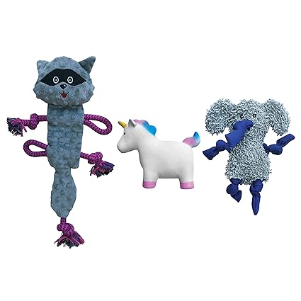 rocket & rex Chew Toys for Dog and Puppy. Teething, Gums, Dog Teeth Cleaning. Variety Packs That May Include Rope Toys, Stuffing Free Toys, Squeakers, Balls.