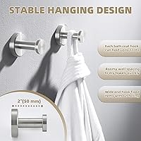 Vista 3 de APLusee Ganchos para toallas de baño de níquel cepillado, ganchos de acero inoxidable 304, paquete de 2 ganchos de toallas resistentes para baño