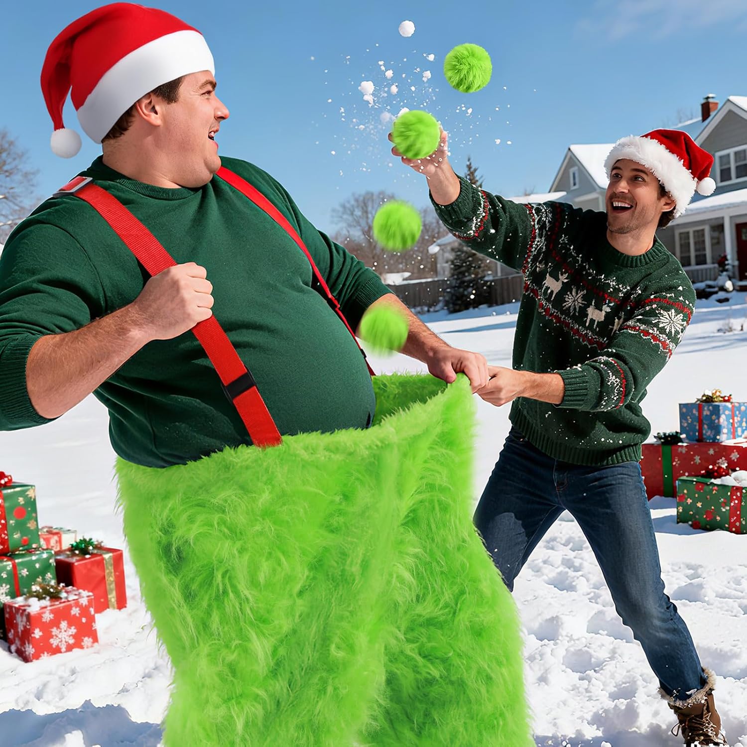 Chicingyou 26 Pcs Santa Pants Snowball Fight Kit Red and Green Christmas Fake Snowball Activity Christmas Party Activities for Families Yard Outdoor and Indoor Games