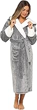 KATE MORGAN Ladies Dressing Gown Fluffy Super Soft Hooded Bathrobe for Women Plush Fleece Perfect Loungewear Long Robe | Gifts for Women
