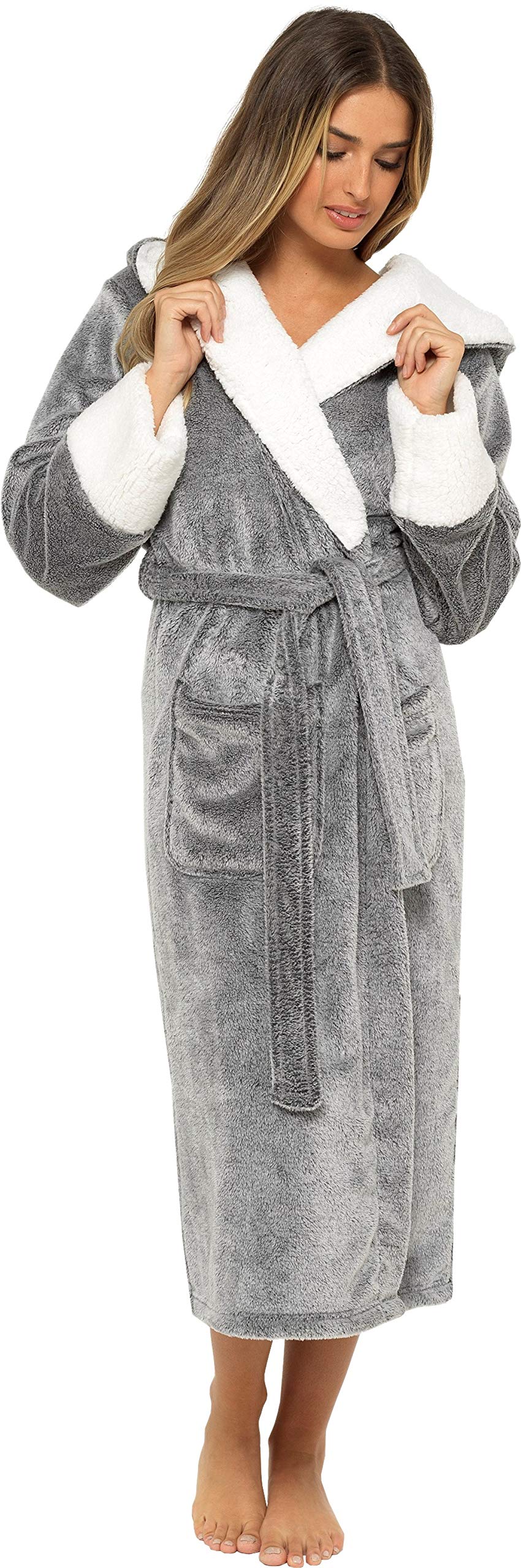 KATE MORGAN Ladies Soft & Cosy Hooded Dressing Gown
