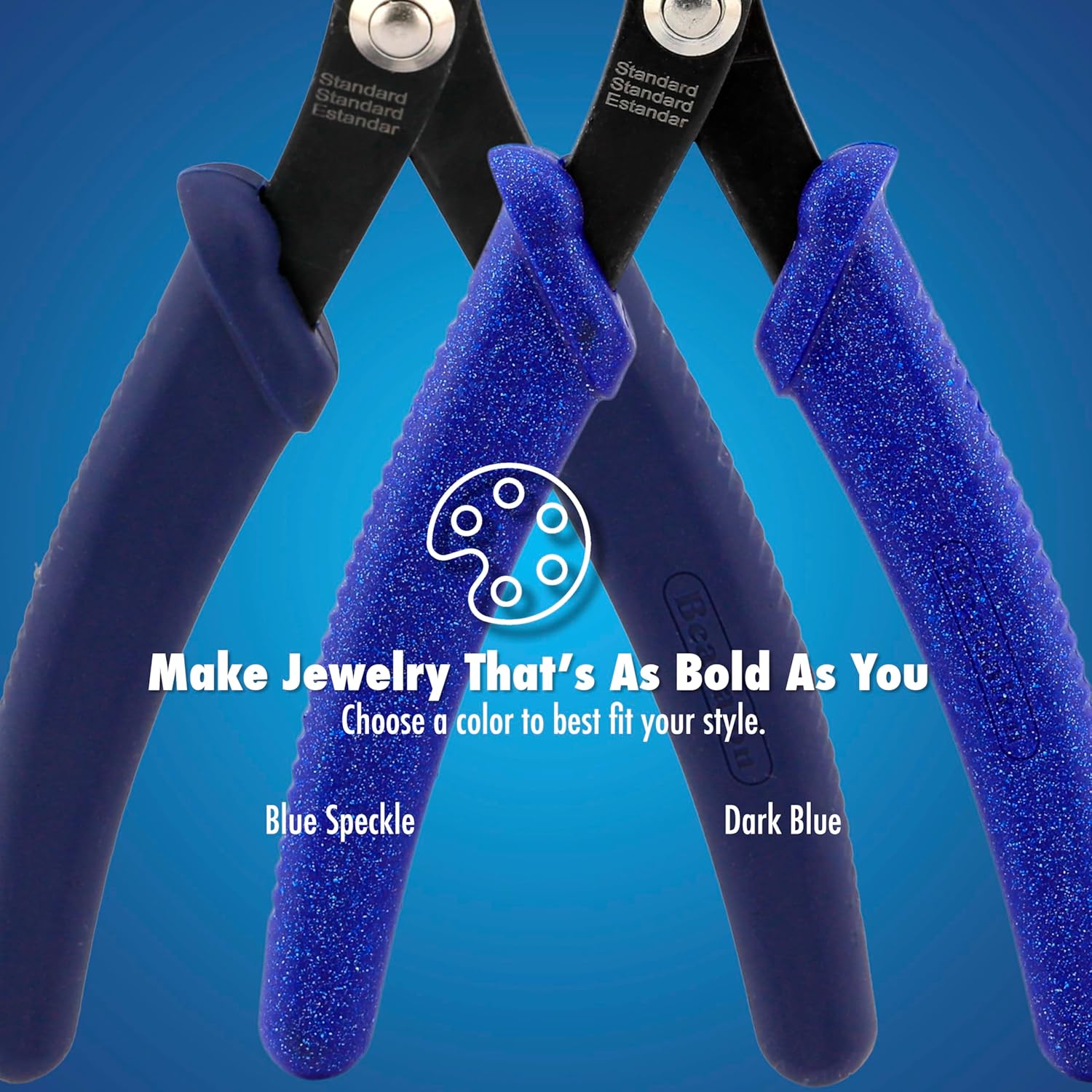 Beadalon Crimp Tool Kit- 4pc Standard Crimp, Micro Crimp, Mighty Crimp, Nipper Tool, Blue Speckle 5.25 in / 13.3 cm
