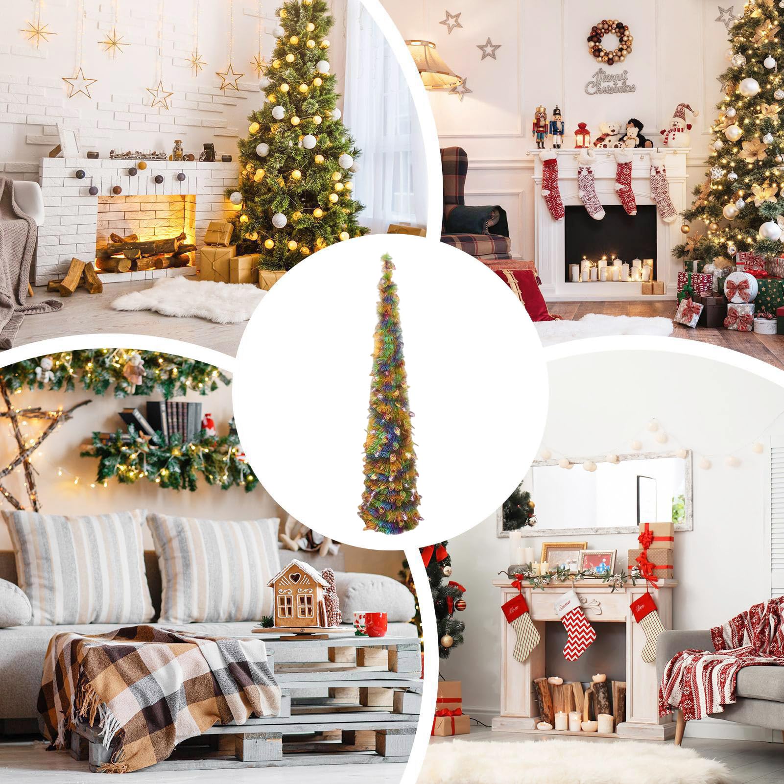Sapins de Noël artificiels avec lumières Scintillantes 1,5 m Décoration | Arbre étincelant Pour Intérieur Extérieur Porche Table Chambre Bureau Entrée Jardin Balcon Halloween