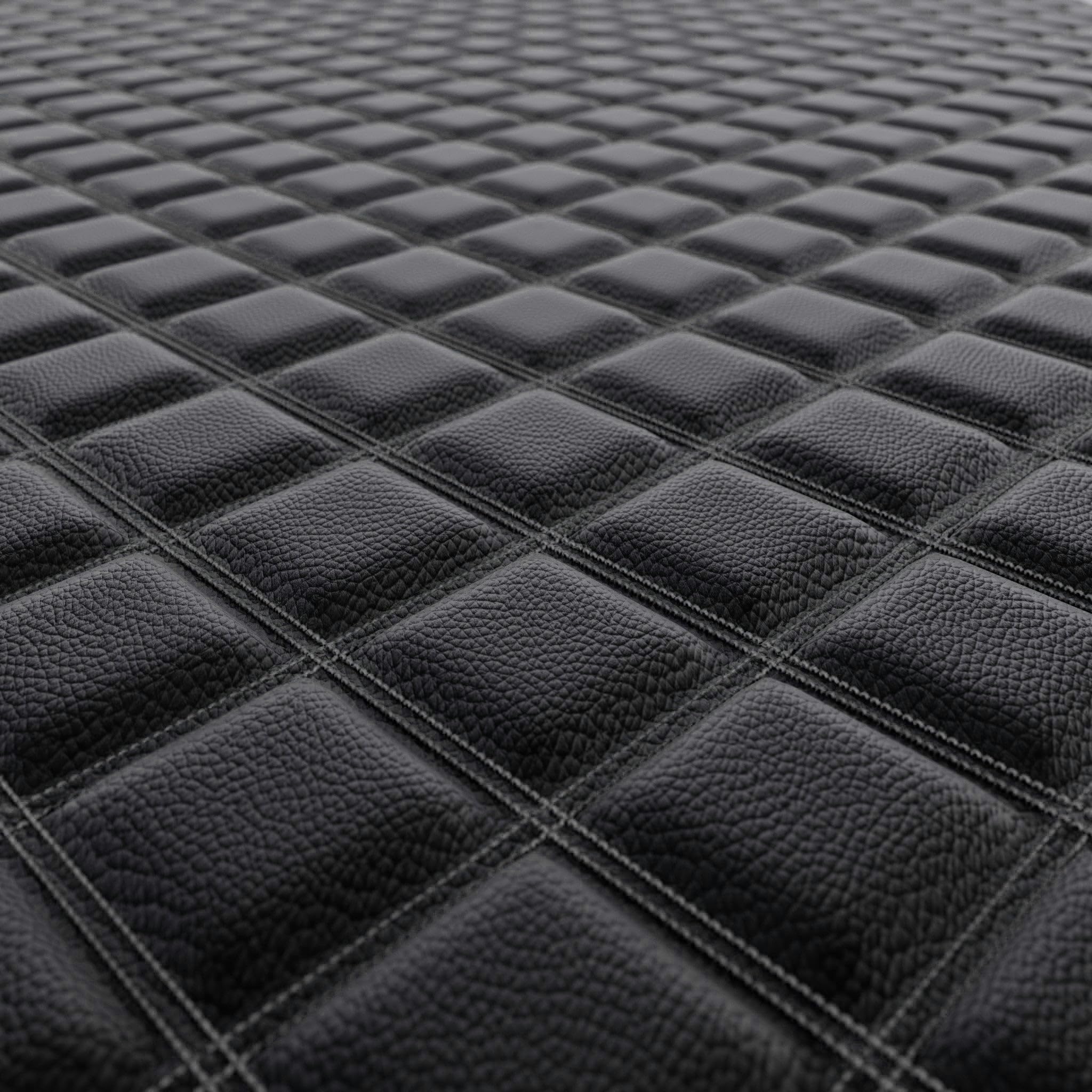 Double Diamond Black Faux Leather Leatherette Upholstery Silver Stitch for Car, Boat, Camper Fire Retardant Vinyl 1 Metre Length