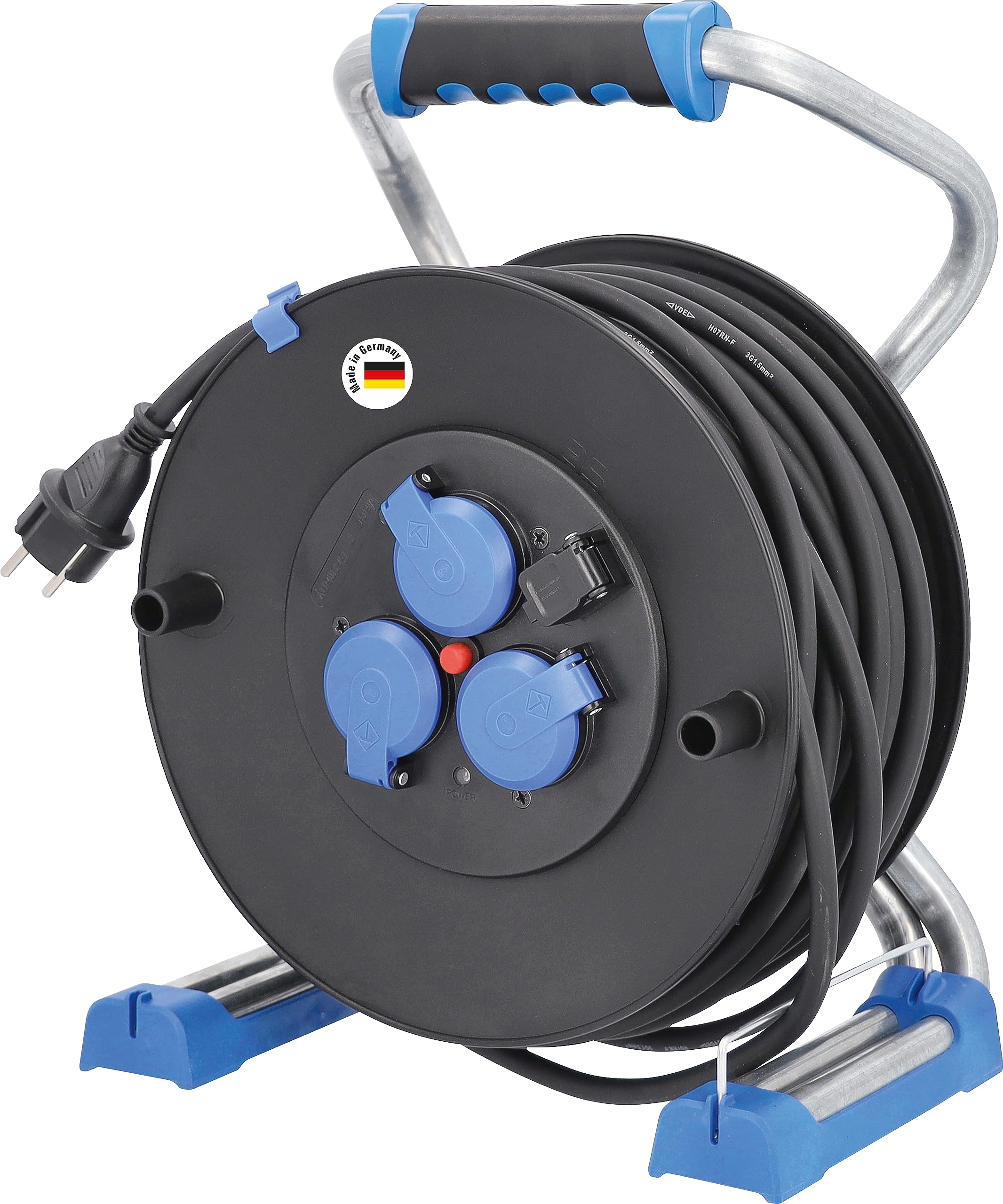 Enrollacables 33m con USB y visualizador de tensión as - Schwabe IP44