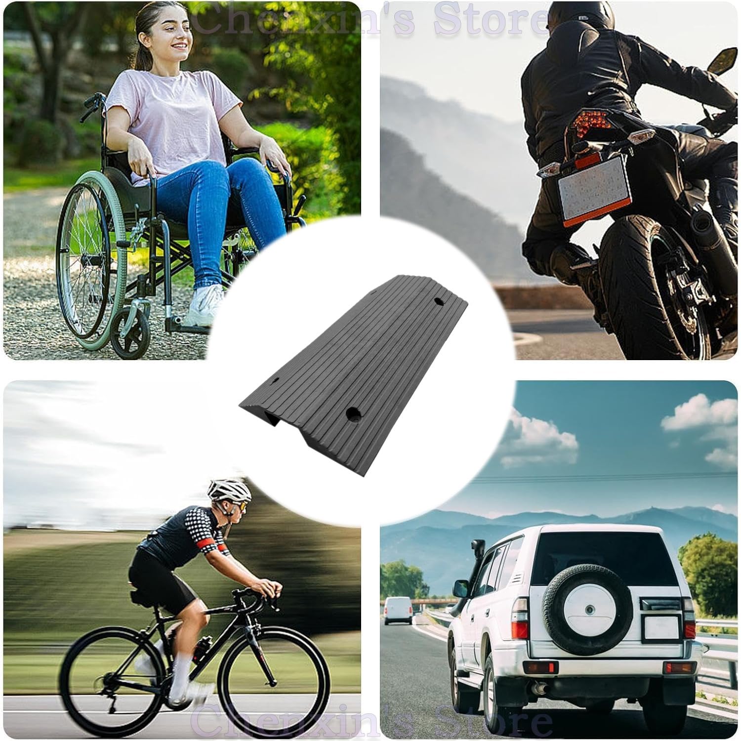 Rubber Bridge Ramp for Threshold Transition Entry Ramp, Heavy Duty Driveway Curb Ramps Non Slip Wheelchair Ramp 2.36