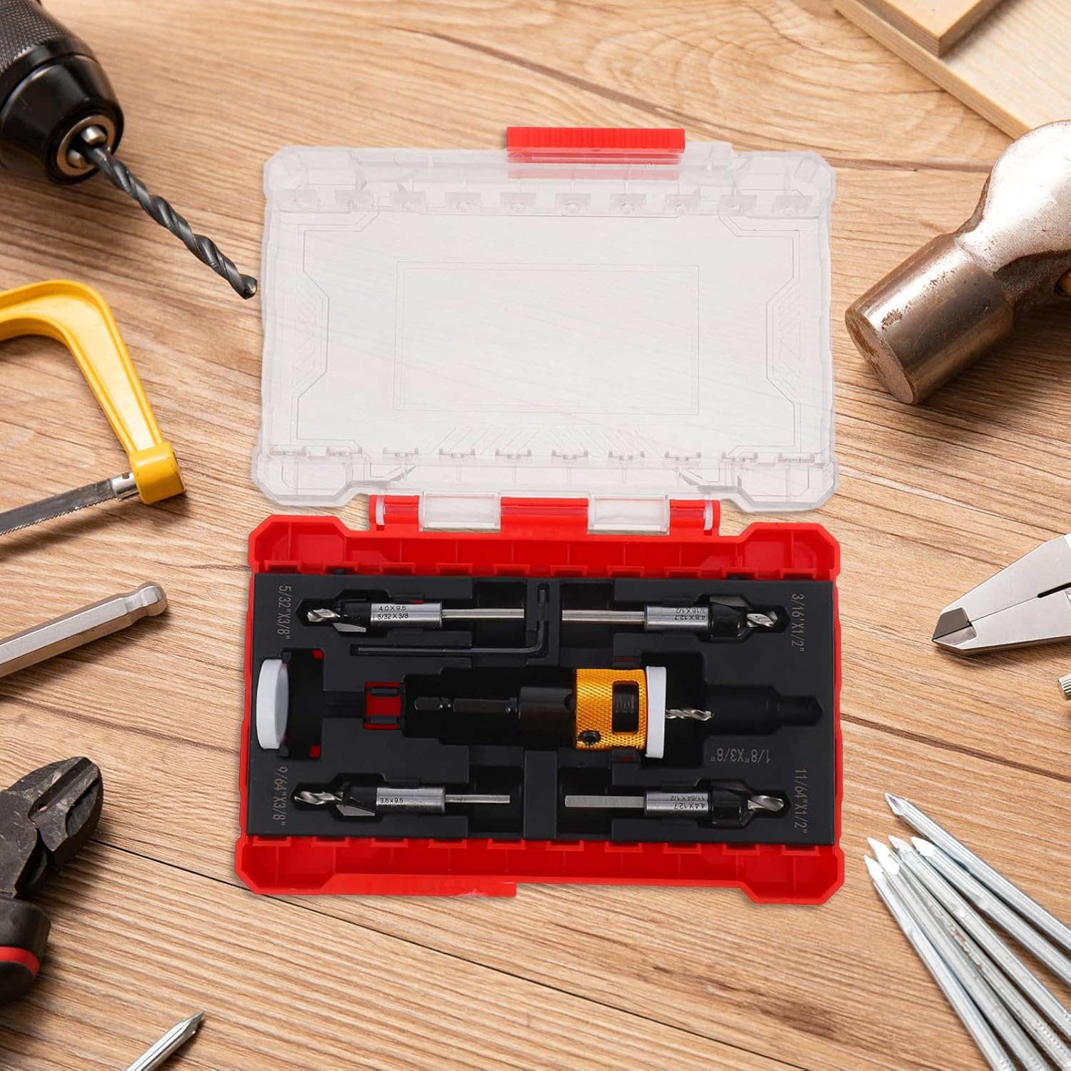 Countersink Drill Bit Set with Depth Stop 13pcs Wood Metal Drill Bits for