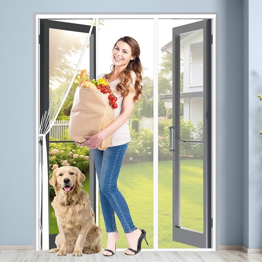 Moustiquaire De Porte Magnétique, 95x280cm Avec Aimants Et Bande Adhesive, Rideau Maille De Porte Fenêtre, Fermeture Automatique Anti Mouche Insectes Noir Personnalisable