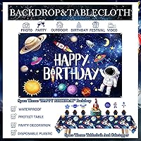 Vista 8 de Outer Space Theme Birthday Party Decorations - Galaxy Party Supplies : Happy Birthday Backdrop, Tablecloth, Rocket ，Astronaut Balloons and