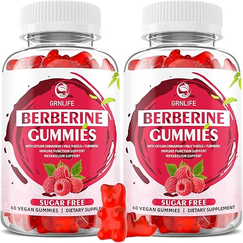 Miniatura 9 de Gomitas de berberina con canela de Ceilán, 1500 mg de berberina HCL de alta potencia, suplemento para apoyo inmunológico y metabolismo, sin azúcar,