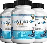 Vista 6 de EyeGenics Max Vision Support Supplement, 60 cápsulas, fórmula de salud ocular de máxima fuerza con luteína, extracto de arándano, vitaminas (1)