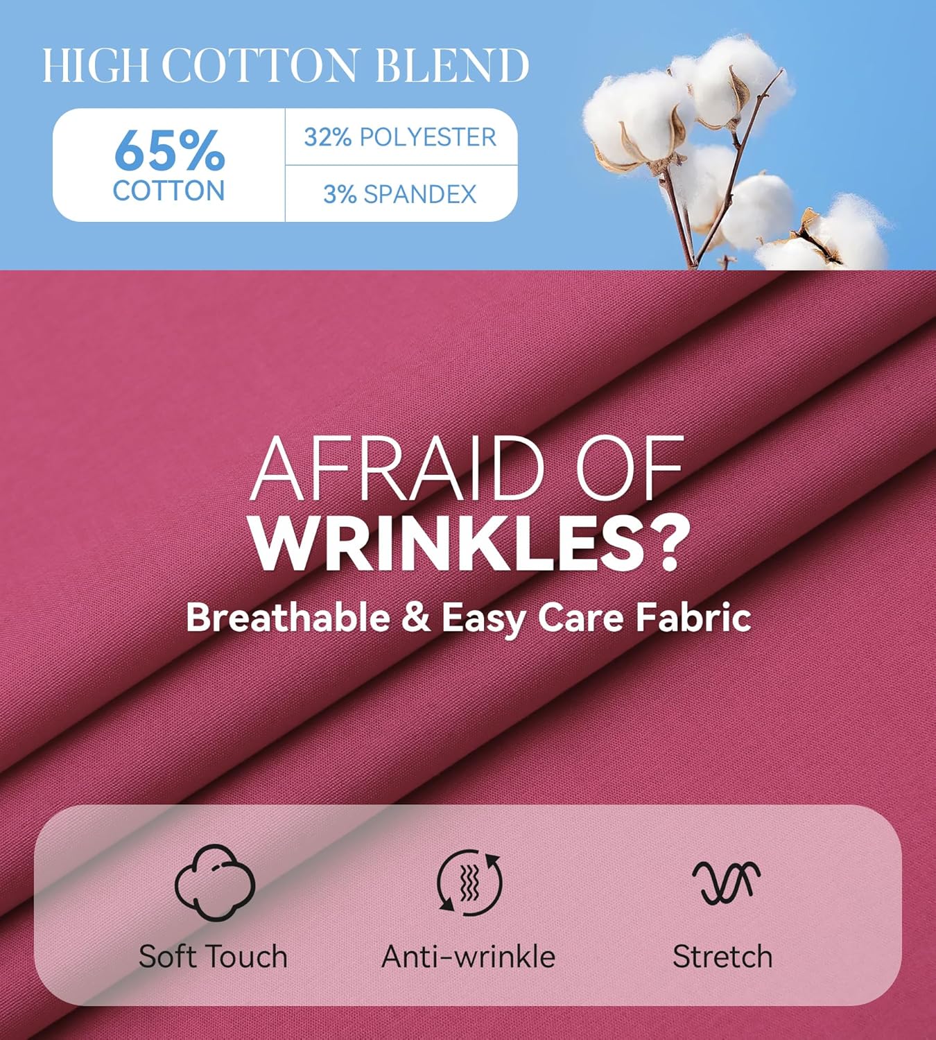 Esabel.C Womens Dress Shirts Cotton Long Sleeve Regular Fit Stretch Button Down Blouse - Image 4